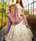 Cream colour tissue   with  Sequin & Thread embroidery Semi-Stitched Lehenga choli & Dupatta