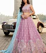 Lavender Georgette Sequins embroidery Semi-Stitched Lehenga choli & Dupatta