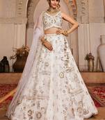 Off White Sequins Work Lehenga Choli For Women