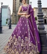 Burgundy Tissue Handwork cutdana embroidery Lehenga choli & Dupatta