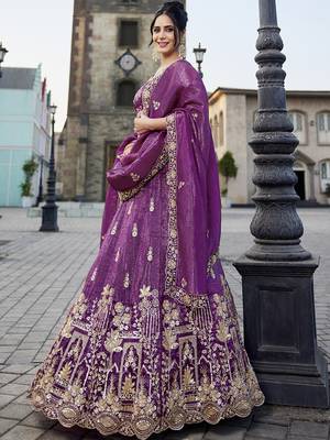 Burgundy Tissue Handwork cutdana embroidery Lehenga choli & Dupatta 5