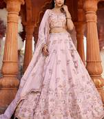 Coral Tissue  Sequin embroidery Semi-Stitched Lehenga choli & Dupatta