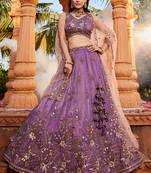 Purple Tissue  Sequin embroidery Semi-Stitched Lehenga choli & Dupatta