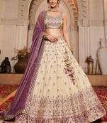 Cream colour Tissue  Sequin embroidery Semi-Stitched Lehenga choli & Dupatta