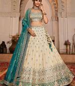 Cream colour Tissue  Sequin embroidery Semi-Stitched Lehenga choli & Dupatta