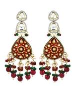 Kundan Meenakari Polki Jhumka Earrings Brass Jewelry