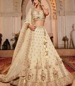 Cream colour Tissue  Sequin embroidery Semi-Stitched Lehenga choli & Dupatta
