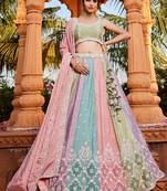 Multu colour Chiffon  Sequin embroidery Semi-Stitched Lehenga choli & Dupatta