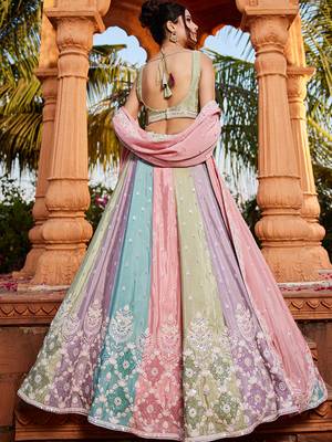Multu colour Chiffon  Sequin embroidery Semi-Stitched Lehenga choli & Dupatta 2