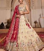 Cream colour Tissue  Sequin embroidery Semi-Stitched Lehenga choli & Dupatta
