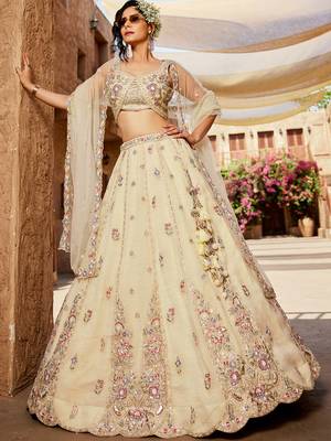 Cream Navratri Lehenga Choli for Women 1