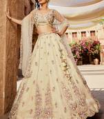 Cream Navratri Lehenga Choli for Women