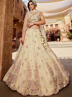 Cream Navratri Lehenga Choli for Women 3