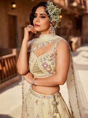 Cream Navratri Lehenga Choli for Women 5