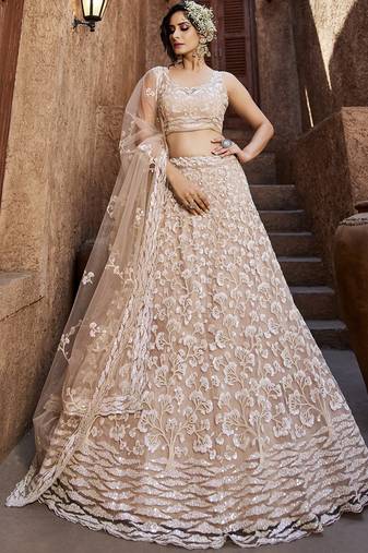 Nude Net  Sequin embroidery Semi-Stitched Lehenga choli & Dupatta