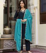 Velvet Embroidery Salwar Suit Set Kurta Pant with Dupatta