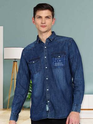 Men's denim casual shirt shirt for men | double pocket denim shirt for men 1