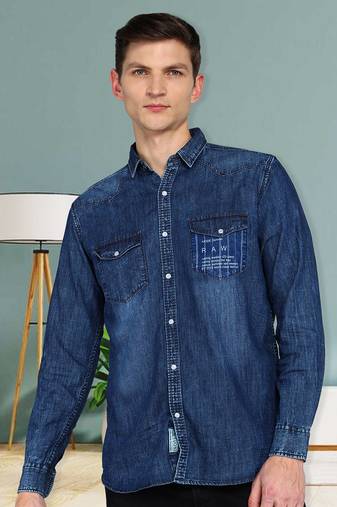 Men's denim casual shirt shirt for men | double pocket denim shirt for men