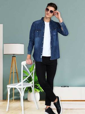 Men's denim casual shirt shirt for men | double pocket denim shirt for men 3