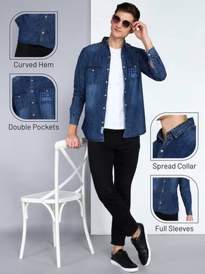 Men's denim casual shirt shirt for men | double pocket denim shirt for men 5