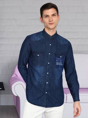 Men's denim casual shirt shirt for men | double pocket denim shirt for men 1