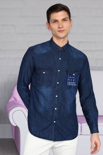 Men's denim casual shirt shirt for men | double pocket denim shirt for men