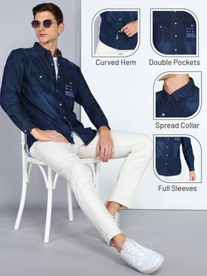 Men's denim casual shirt shirt for men | double pocket denim shirt for men 5