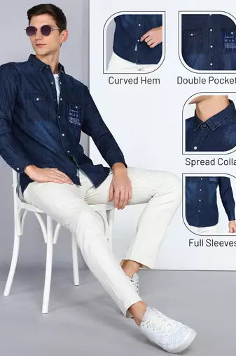 Men's denim casual shirt shirt for men | double pocket denim shirt for men