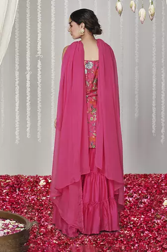 Bagicha hot pink sharara set set of 3
