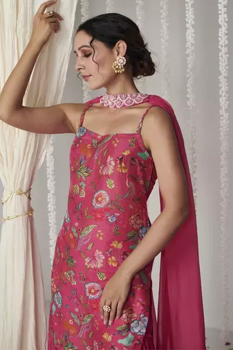 Bagicha hot pink sharara set set of 3