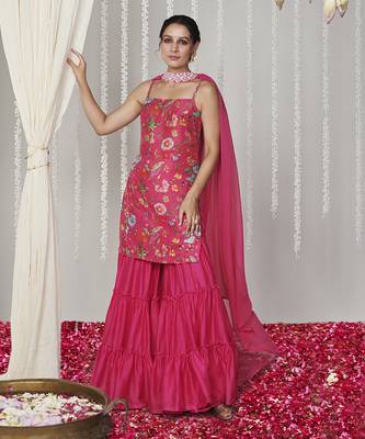 Bagicha hot pink sharara set set of 3 4