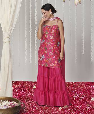 Bagicha hot pink sharara set set of 3 5