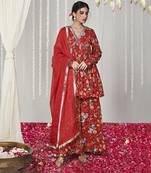 Bagicha red sharara set of 3