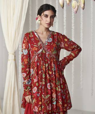 Bagicha red sharara set of 3 3