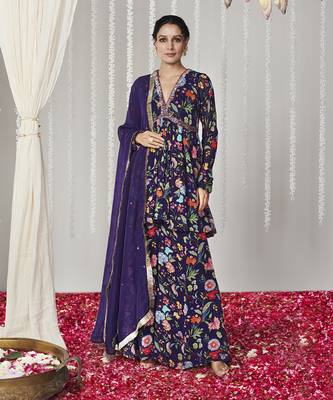 Bagicha purple sharara set of 3 1