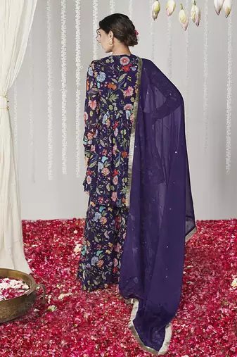 Bagicha purple sharara set of 3