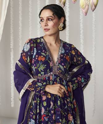 Bagicha purple sharara set of 3 3