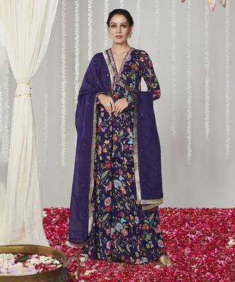 Bagicha purple sharara set of 3 4