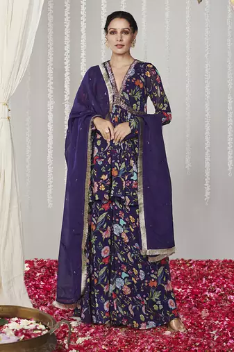 Bagicha purple sharara set of 3