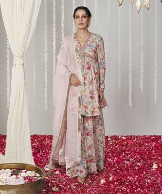 Bagicha pearl pink sharara set of 3 1