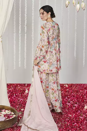 Bagicha pearl pink sharara set of 3