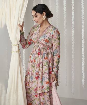 Bagicha pearl pink sharara set of 3 3