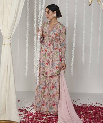Bagicha pearl pink sharara set of 3 4