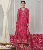 Bagicha hot pink angrakha anarkali set of 3