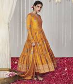 Bagicha orange angrakha anarkali set of 3