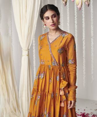 Bagicha orange angrakha anarkali set of 3 2