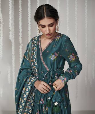 Bagicha botanical green angrakha anarkali set of 3 4