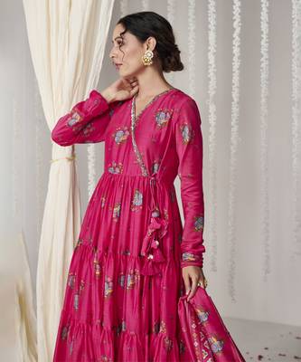 Bagicha hot pink angrakha anarkali set of 3 3