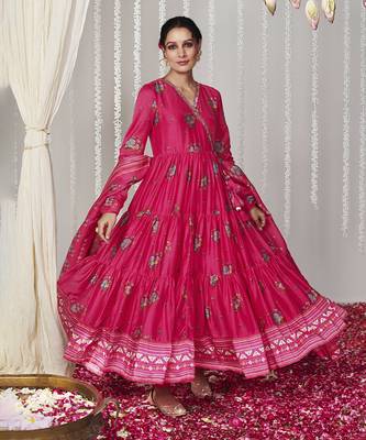 Bagicha hot pink angrakha anarkali set of 3 4