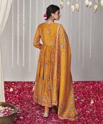 Bagicha orange angrakha anarkali set of 3 3